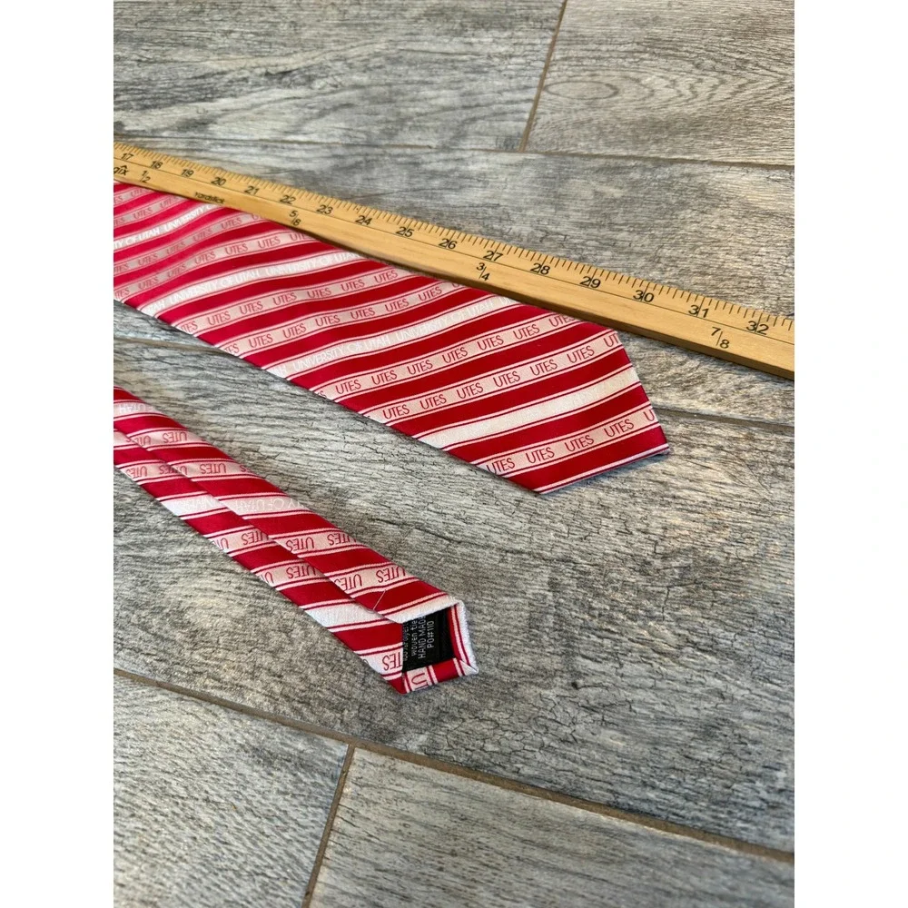Fan Frenzy University of Utah Utes Necktie Novelty Red White Logo Stripe Mens